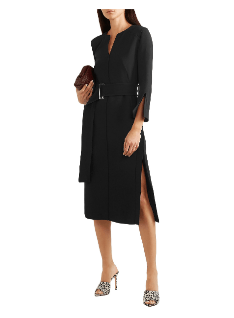 Midi Kleid mit schwarzem Gürtel