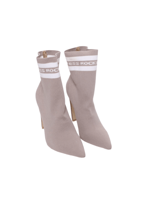 BEIGE SOCKS ANKLE BOOTS