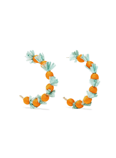 ORANGE FAUX RAFFIA EARRINGS