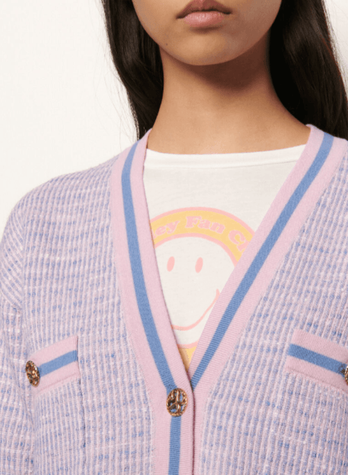 PINK TWEED EFFECT CARDIGAN