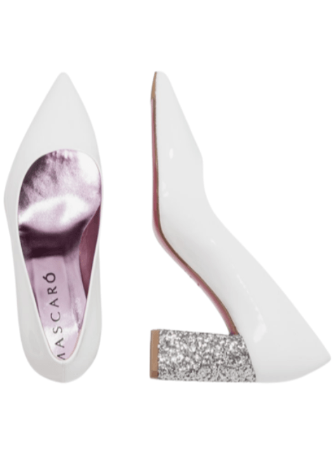 HIGH-HEELED SHOES WITH SHINY HEELS - WHITE - codressing