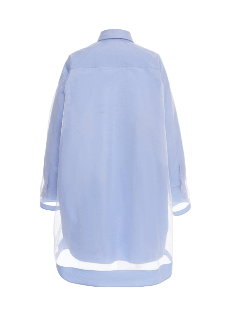 PASTEL BLUE TULLE TRIMMED DRESS