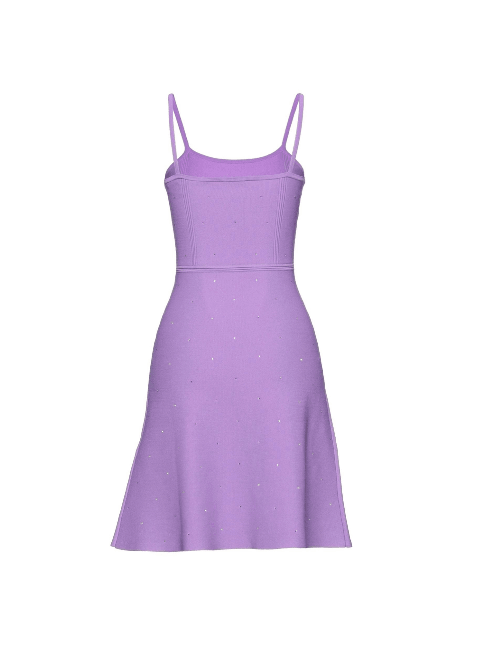 PURPLE CRYSTAL KNITTED MINI DRESS