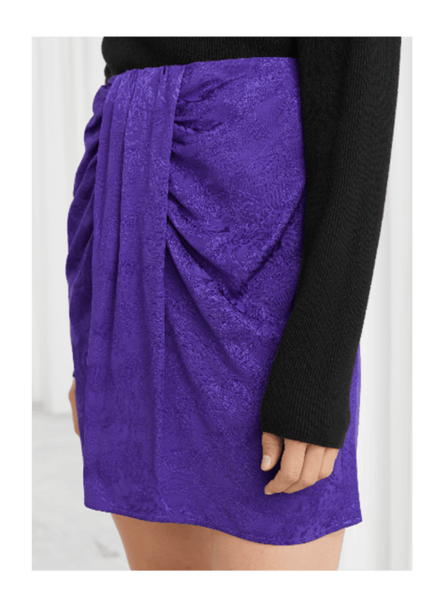 VIOLET MINI SKIRT WITH JACQUARD LEOPARD PRINT