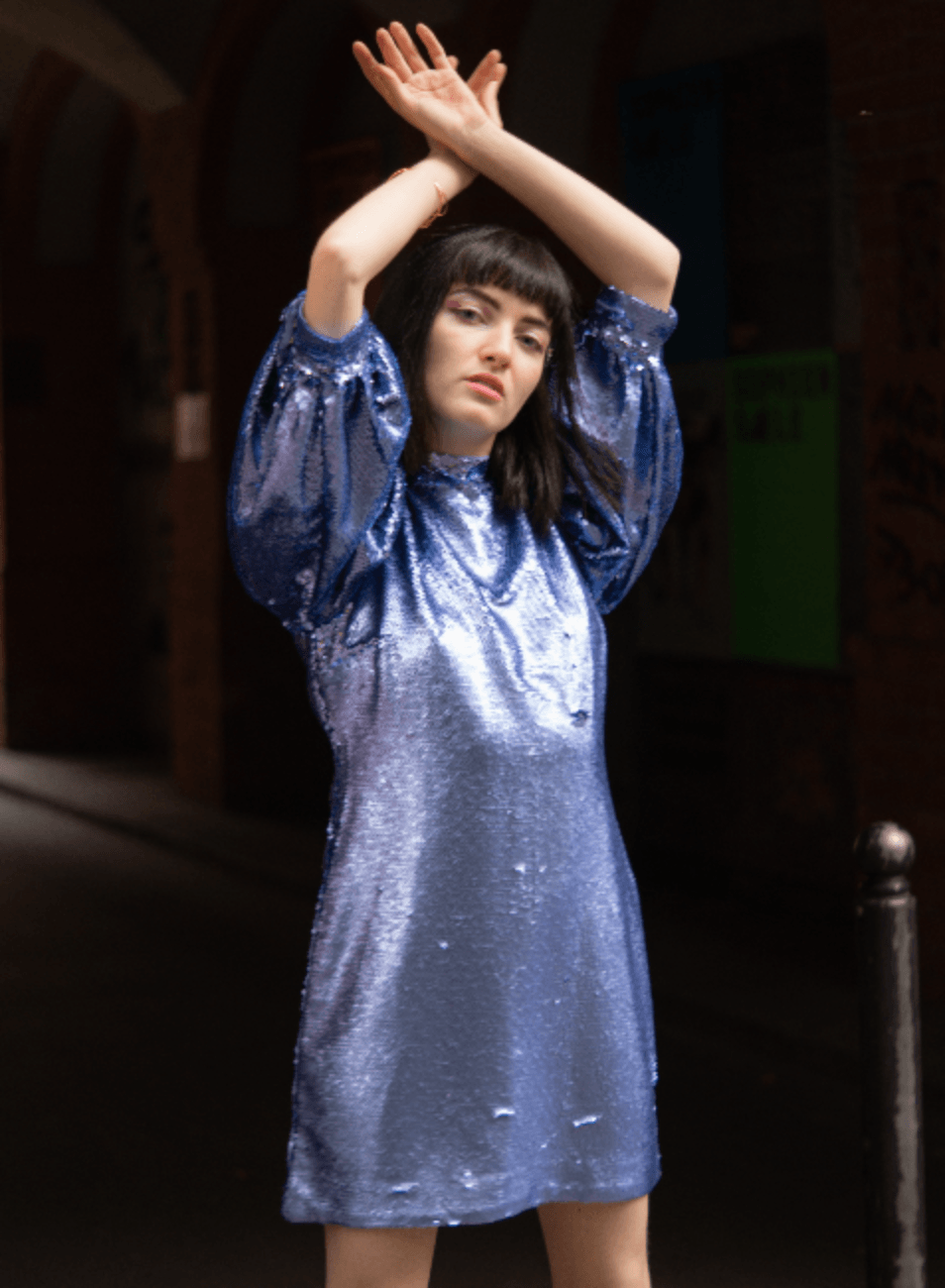 BLUE SEQUINED MINI DRESS – codressing