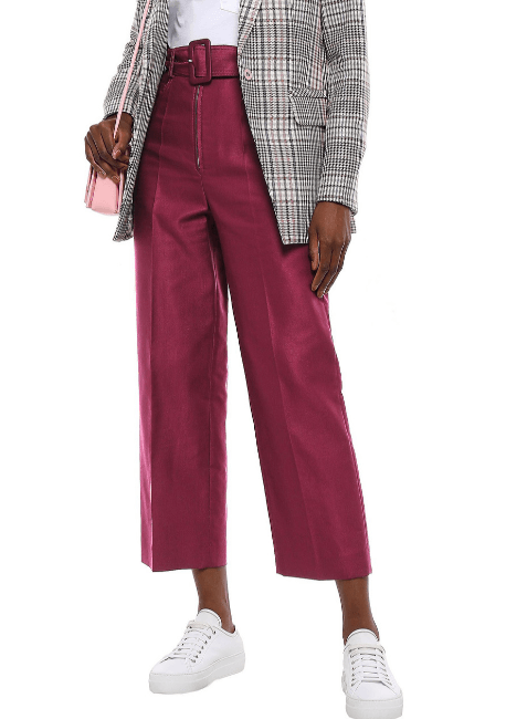 DARK RED COTTON-BLEND PANTS