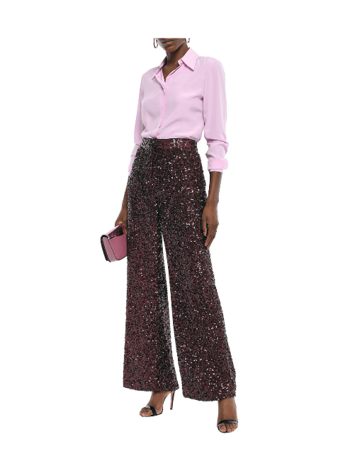 SEQUINED WID-LEG PANTS