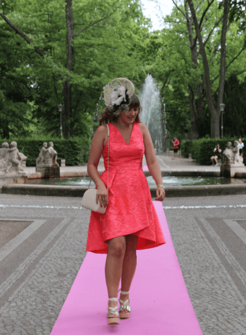 Korallen asymmetrisches Kleid