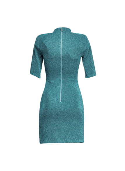DARK TURQUOISE V-NECK DRESS