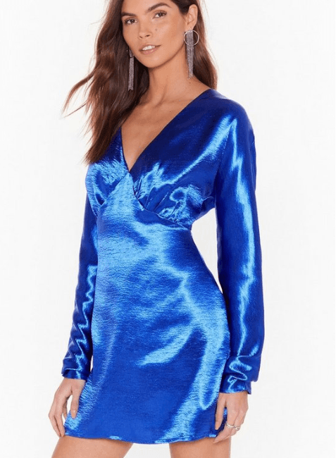 BLUE SATIN SHORT DRESS