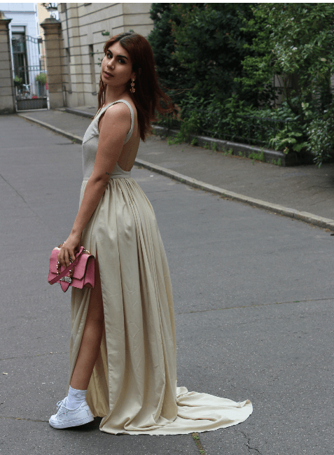 BEIGE EVENING DRESS