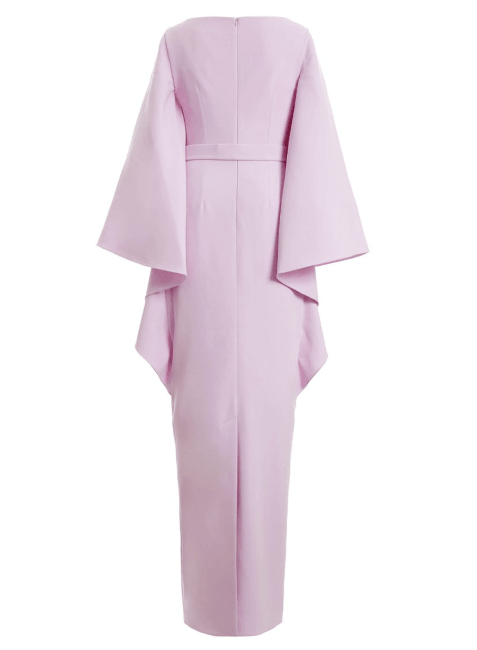 PASTEL PINK DRAPED CREPE MAXI DRESS