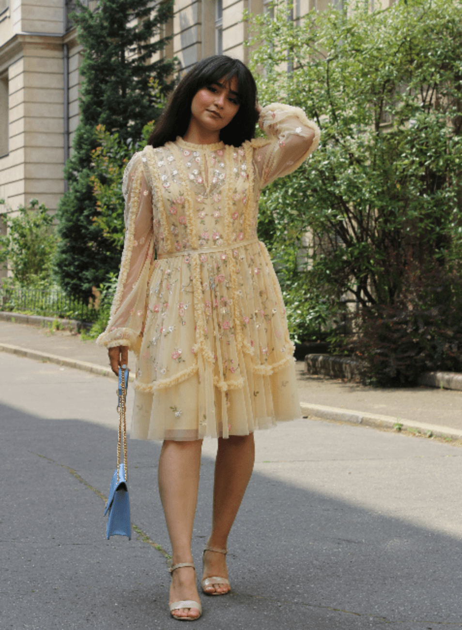 FLORAL EMBROIDERED TULLE DRESS - codressing