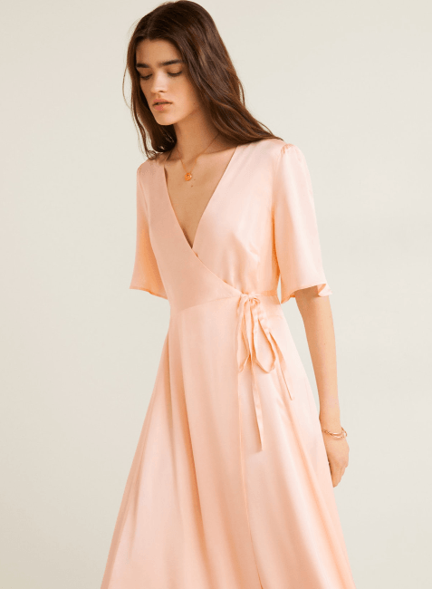 CORAL SATIN LONG DRESS