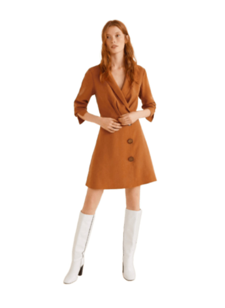 BROWN DRESS WITH BUTTONS - codressing