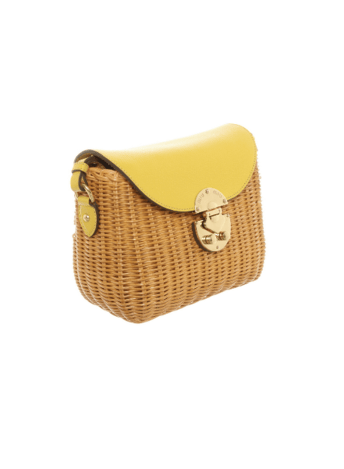 YELLOW WICKER SHOULDER BAG
