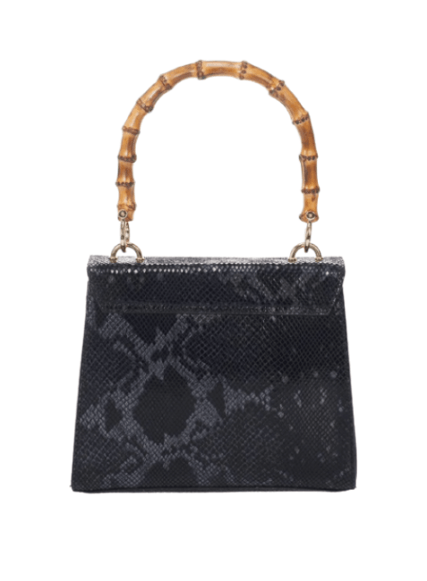 BLACK SNAKESKIN-LIKE HANDBAG