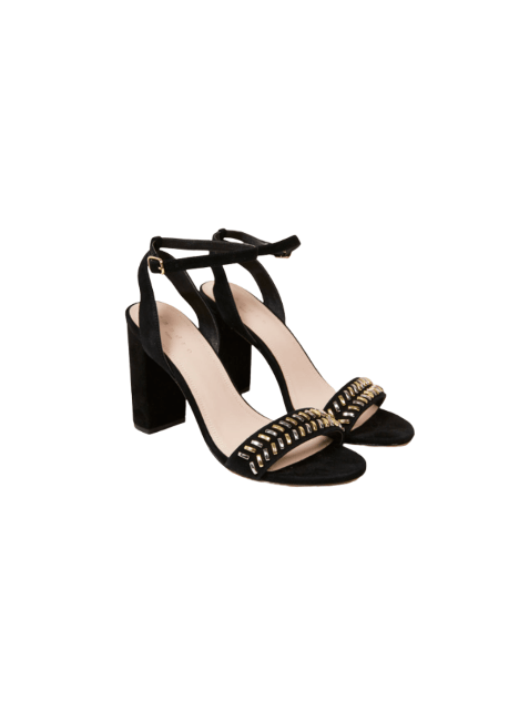 Schwarze Sandalen mit hohem Abschnitt